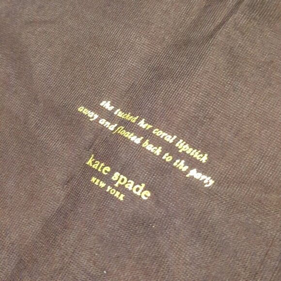 Kate Spade Chocolate Brown Gold embossed lettering Dust Laundry -XL 27x19 New - Picture 2 of 5